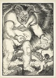 Strzał Partów, ilustracja z „Wianku kajzera” Edmunda J. Sullivana, wyd. 1916